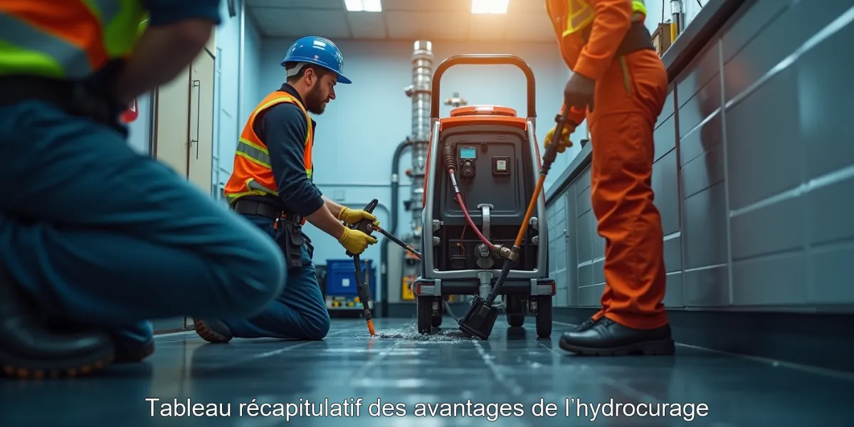 Tableau récapitulatif des avantages de l’hydrocurage